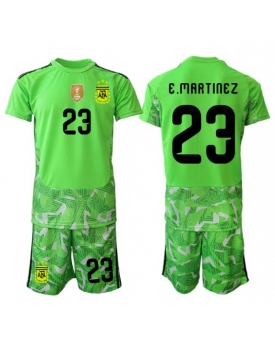 Billige Fotballdrakt Argentina Emiliano Martinez #23 Keeper Replika Bortedraktsett Barn VM 2026 Kortermet (med bukser)